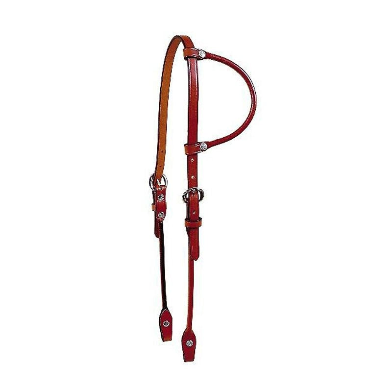 One Ear Rolled Bridle Leather Headstall Bk/Gry