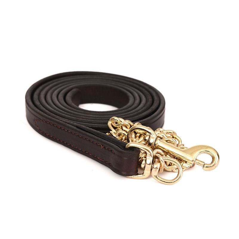Perris 6Ft Leather 3/4 Inch Lead with Chain