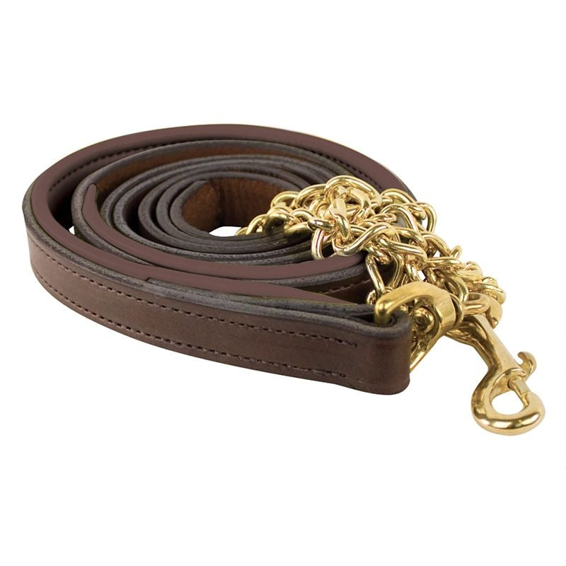 Perris 6Ft Leather Padded Lead with Chain
