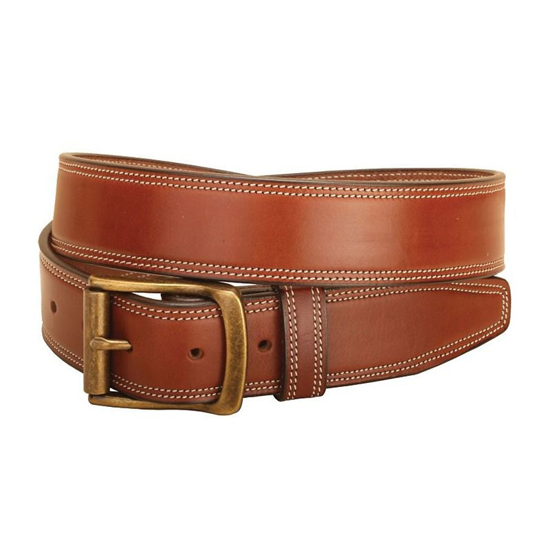 Tory Double Edge Stitched Leather Belt 28 Bk/Gry