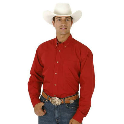 Roper Mens Poplin LS Button Down Shirt Pink