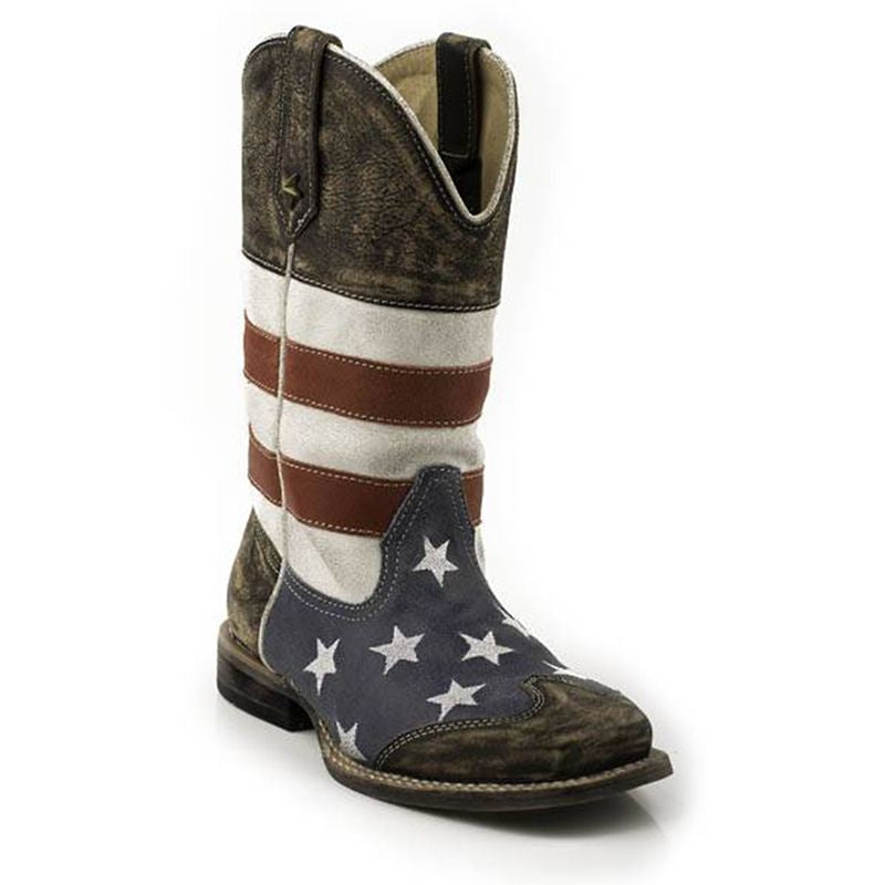 Roper Kids American Flag Sq Toe Boot 1 Blu