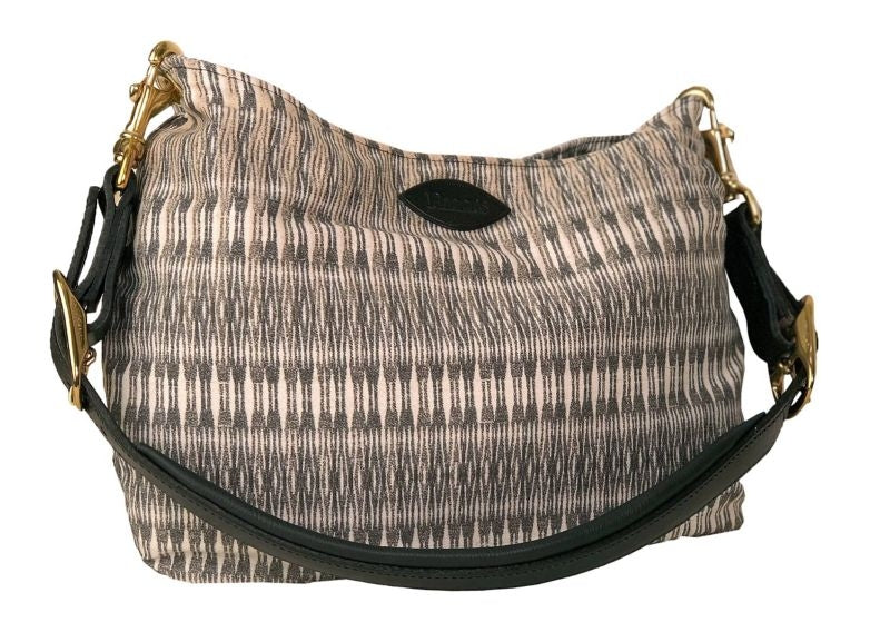 Perris Handbag with Pad Leather Strap Lg Grey/White