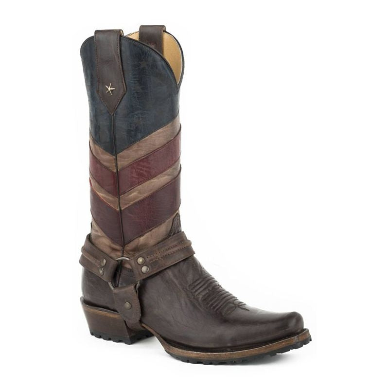 Roper Mens Americana Flag Snip Toe Harness Boots 1
