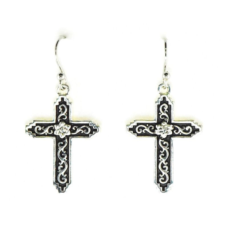 Western Edge Filigree Crystal Stones Earrings