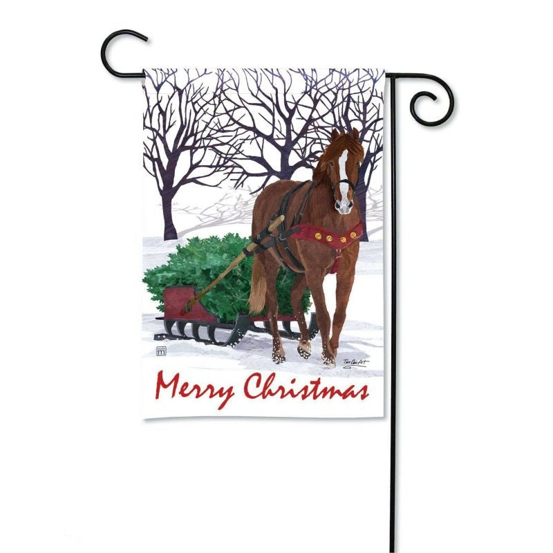 Winter Horse Sleigh Garden Flag 12.5In X 18In
