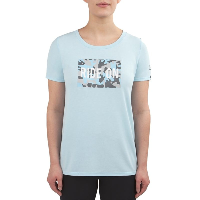 Irideon Ladies Ride On Camo Tee Shirt M Blue