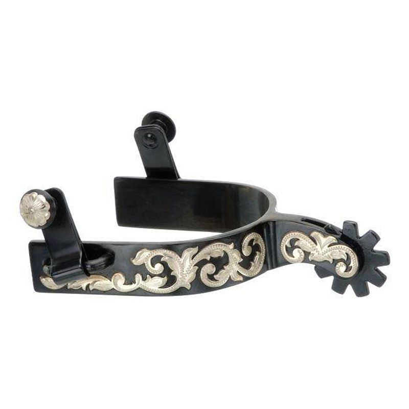 Tough1 Spurs with Silver Floral Overlay