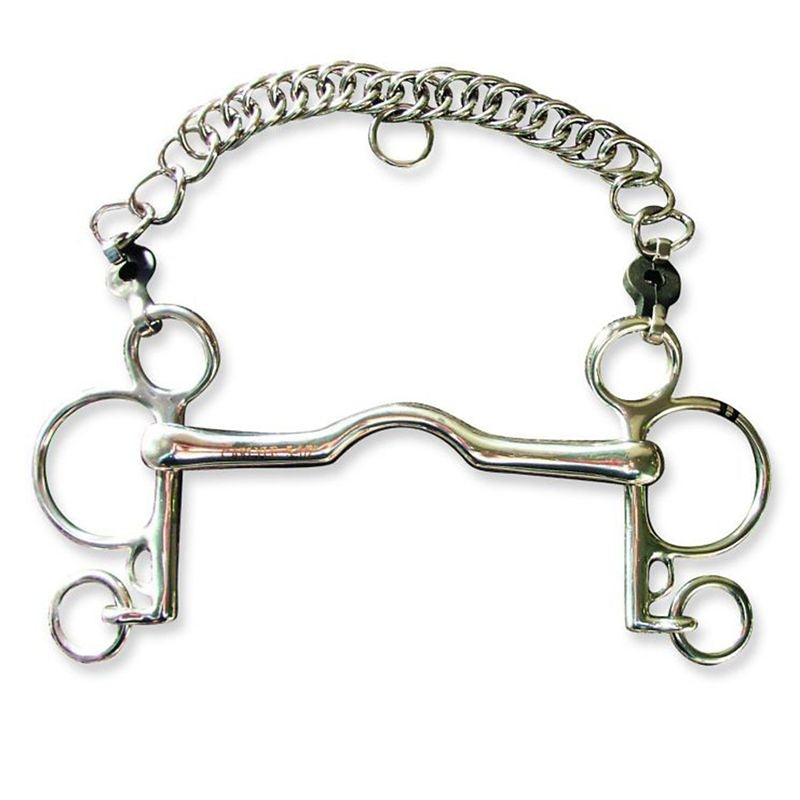 Metalab Solid Low Port Pelham with Curb Chain 15mm