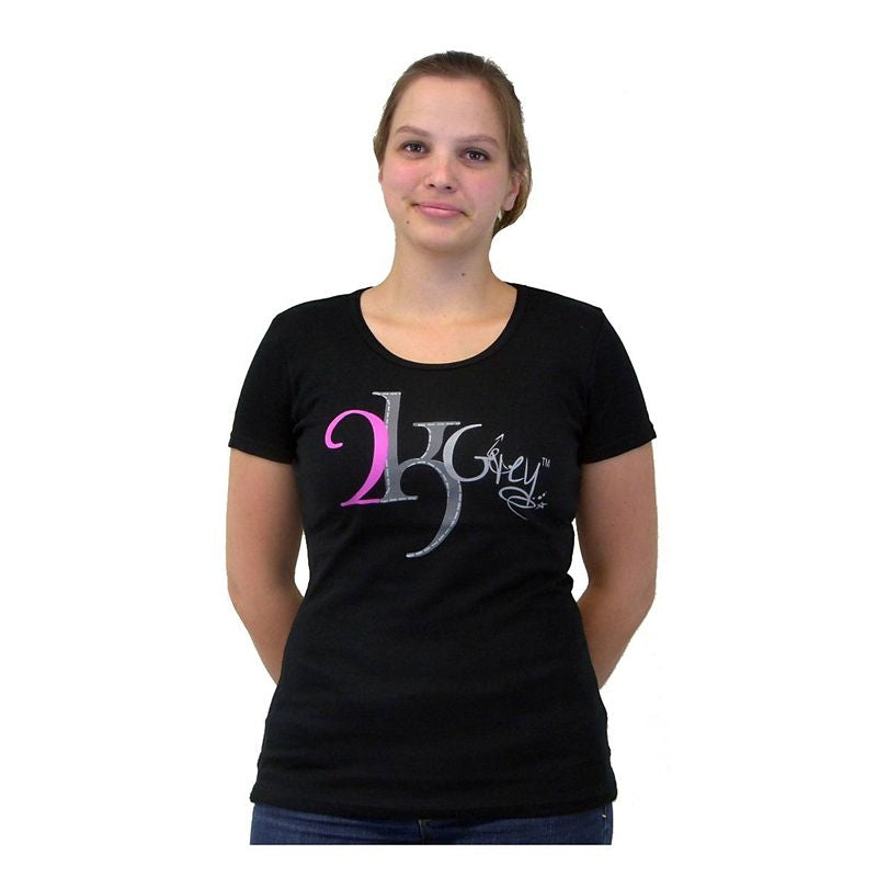 2kGrey Ladies Black Logo Tee Shirt
