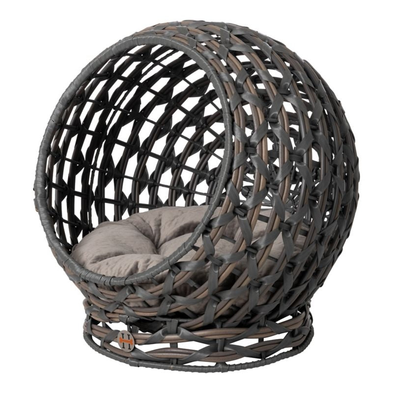 Huntley Pet Hemisphere Rattan Pet Bed with Cushion