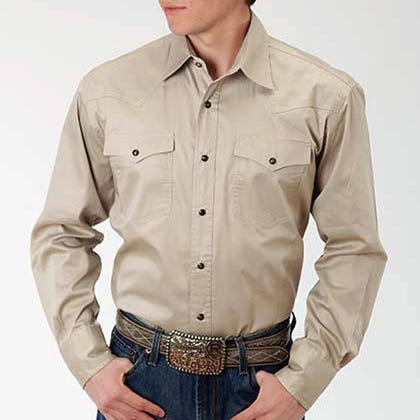 Roper Mens Poplin Two Pocket Snap Shirt 2XL Org