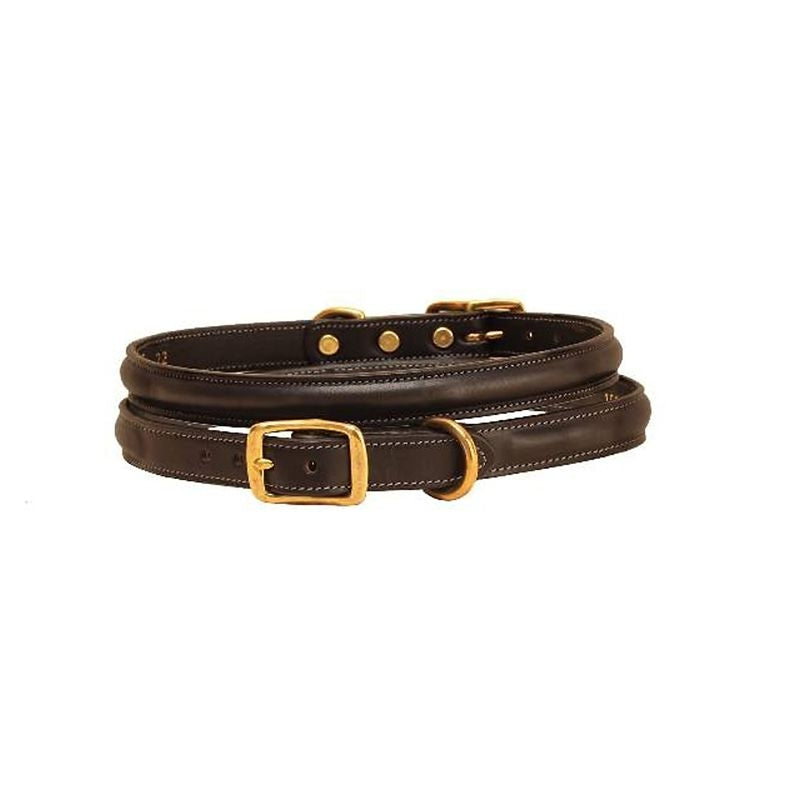 Tory Raised Leather Dog Collar 12in Bk/Gry