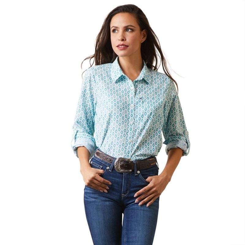 Ariat Ladies VentTEK Stretch Shirt L Sea Breeze