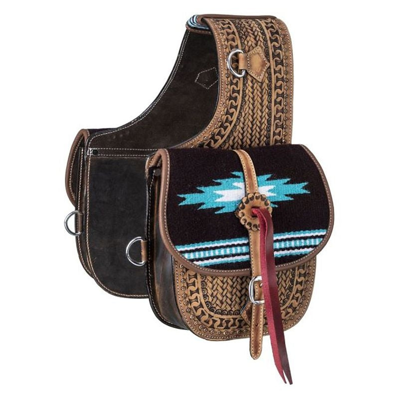 Tough1 Leather Saddle Bag Woven