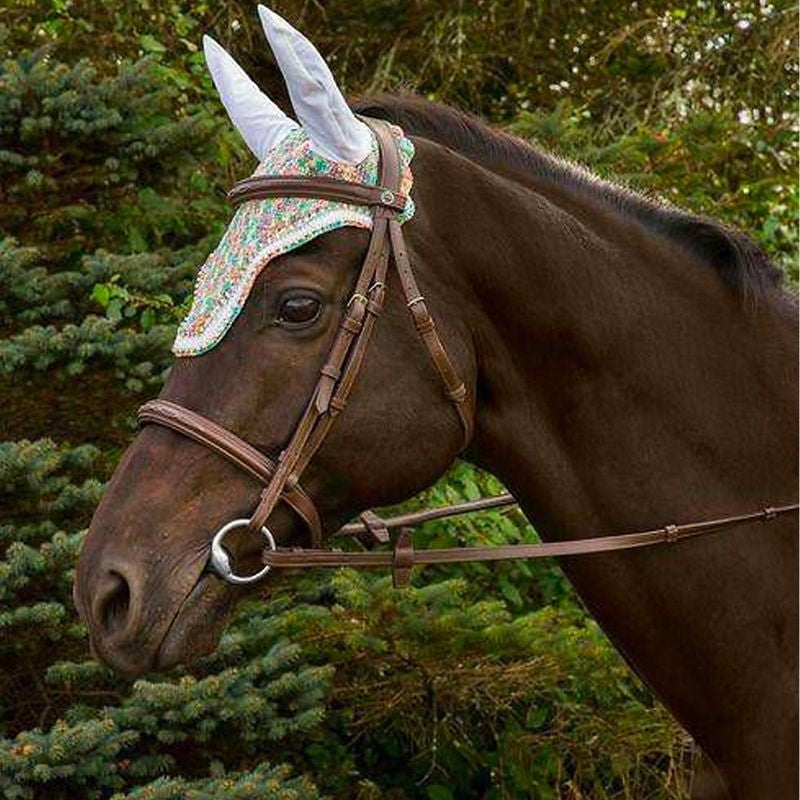 Equine Couture Rainbow Fly Bonnet with Crystals