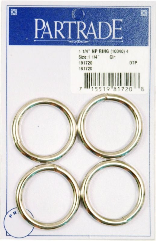 Metalab 1 1/4In Nickel Plated Ring 4 Pack