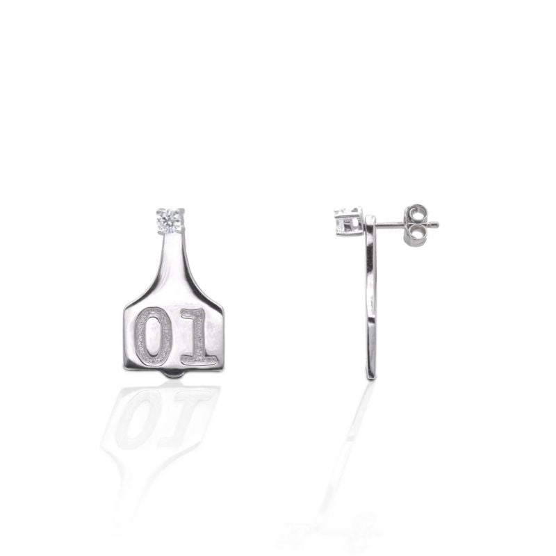 Kelly Herd Ear Tag Jacket Earrings Sterling Silver