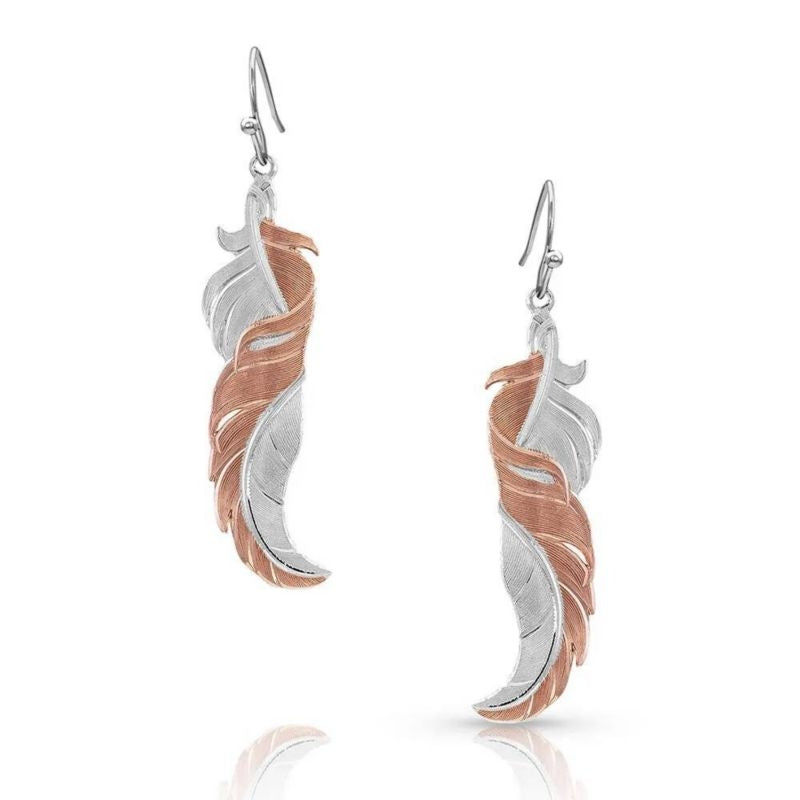 Montana Silversmiths Twisted Rose Feather Earrings