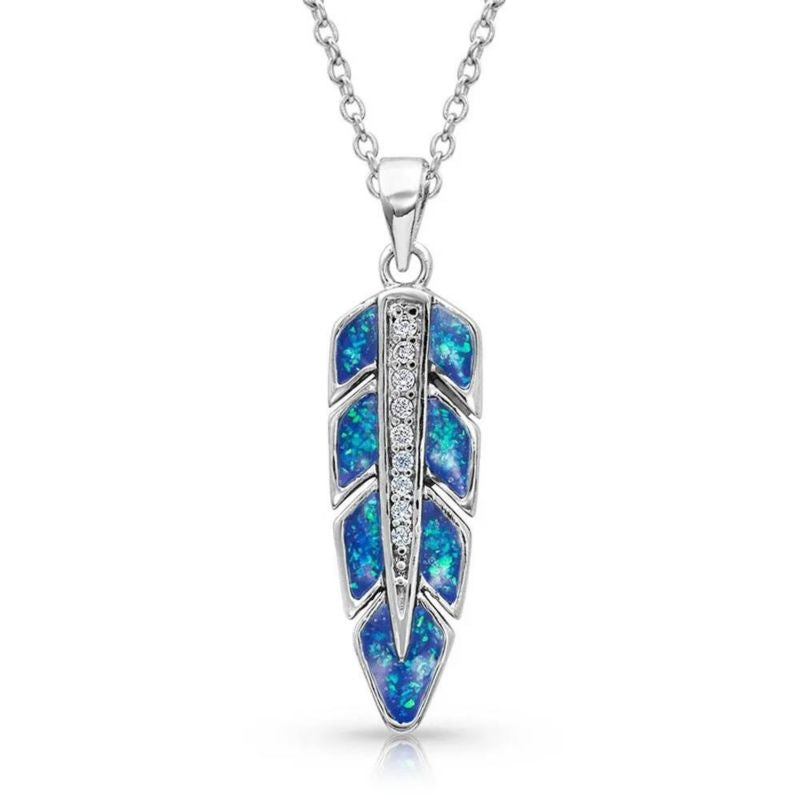Montana Silversmiths Hawk Feather Opal Necklace