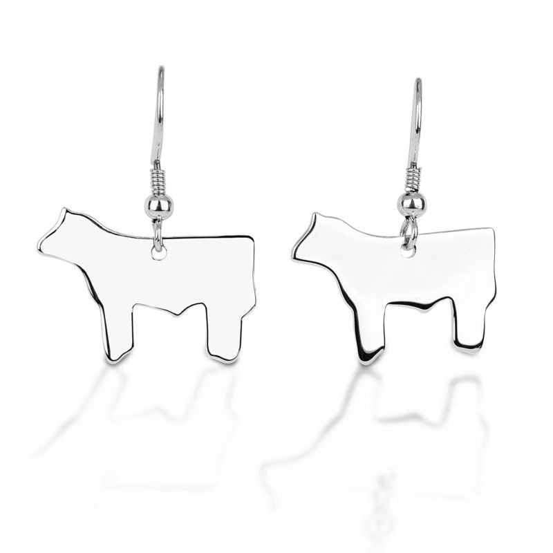Kelly Herd Steer Hook Silhouette Earrings Silver