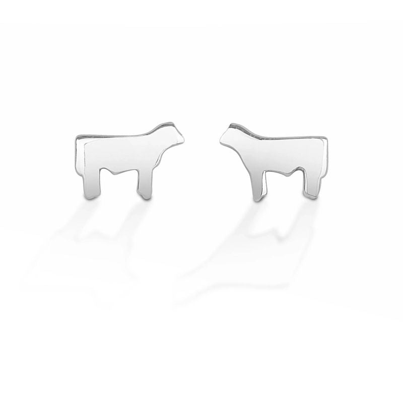 Kelly Herd Steer Silhouette Earrings Silver