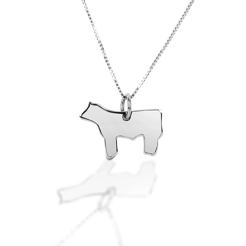 Kelly Herd Steer Silhouette Pendant Silver