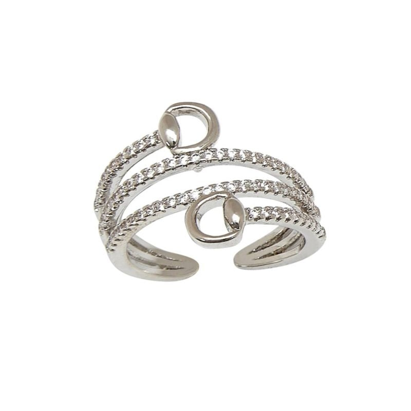 Awst Intftl Rhodium Rhinestones/ Snaffle Bit Ring