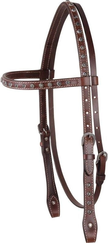 Cashel Browband Headstall with Antique Dots Chocolate