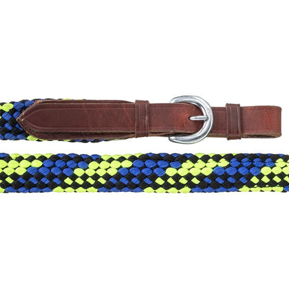 Tough1 7ft Flat Braided Trail Reins Black/Gray/Wht