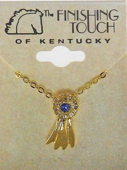Finishing Touch Blue Ribbon Pendant Gold Finish