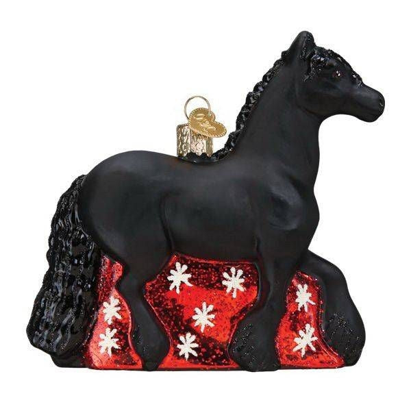 Glass Friesian 4.25in Ornament