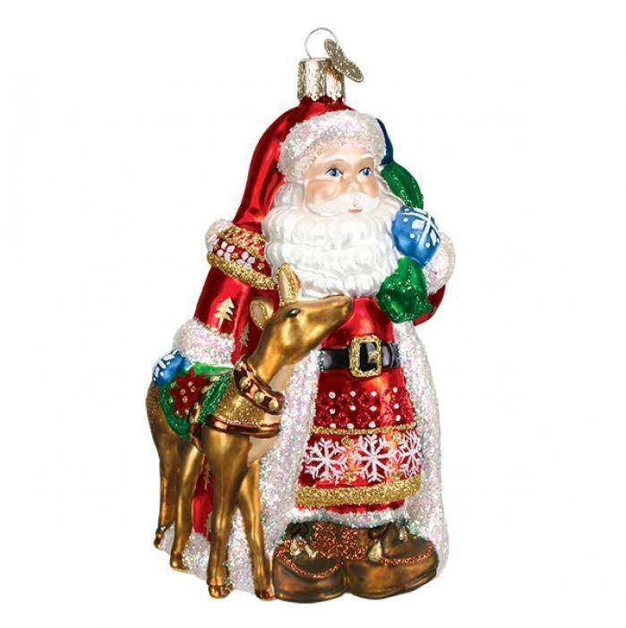 Santa & Reindeer 5.5in Ornament