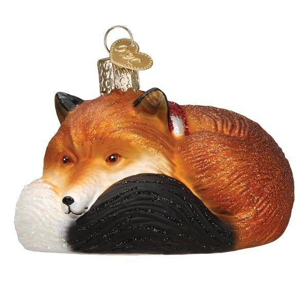 Glass Fox in Scarf 3.5in Ornament