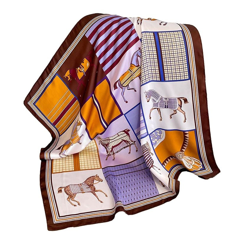 AWST Horses in Blankets Silky Scarf