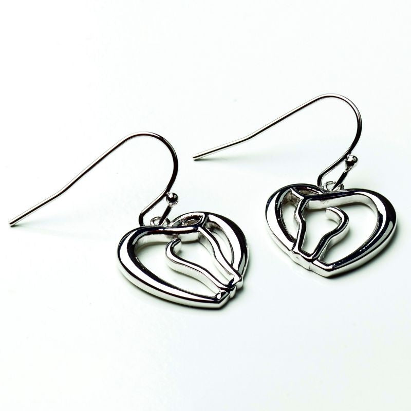 Horse Head as Heart Earrings Silver