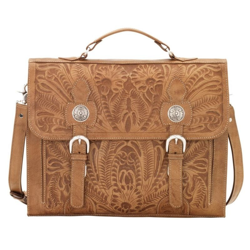American West Stagecoach Briefcase 15 x 12 x 4 Tan