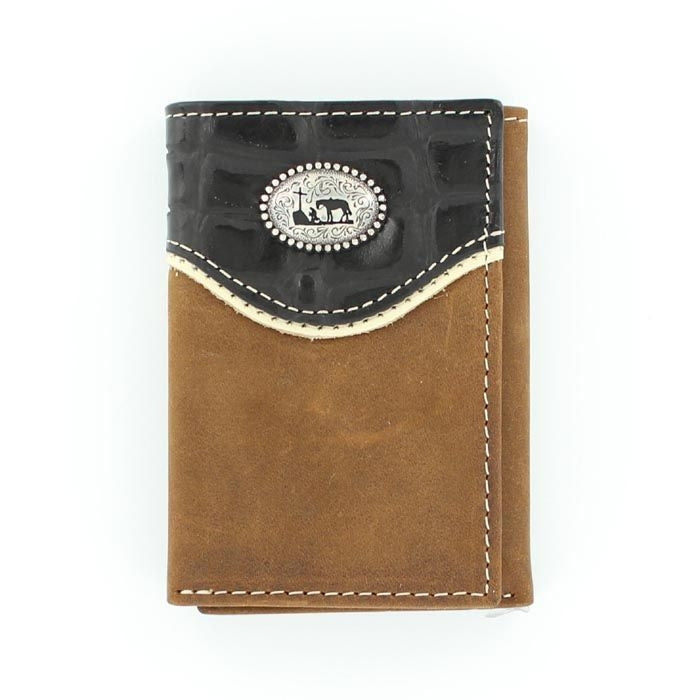 Nocona Tri-Fold Tooled Overlay Cowboy PrayerBk/Wh