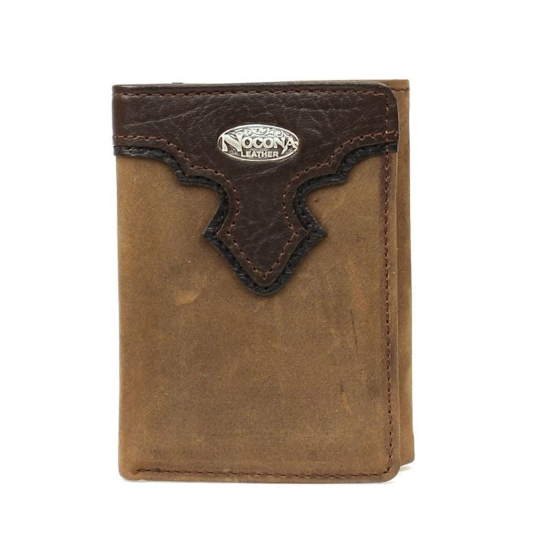 Tri-Fold Distressed Overlay Wallet with Logo Concho
