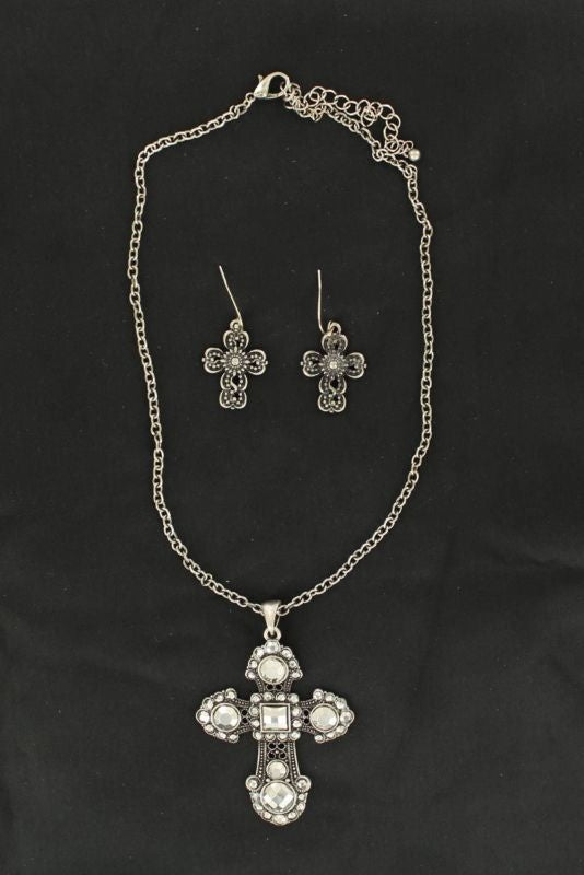 Blazin Roxx Chain With Cross PendantClear Black