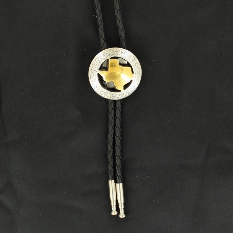 Double S State Of Texas Bolo Silver Gold Plated