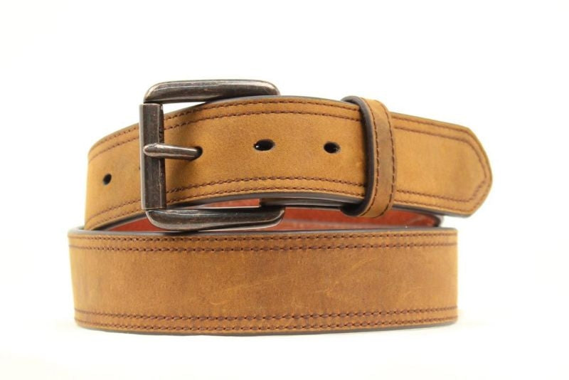 Ariat Men Distressed Double Stitch Logo Belt 32 Br