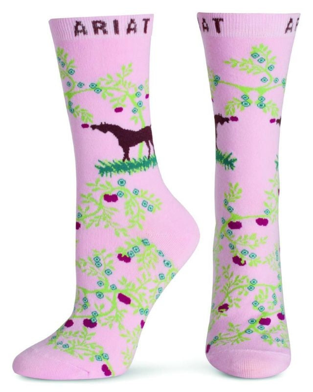 Ariat Womens Orchard Crew Sock Light Pink