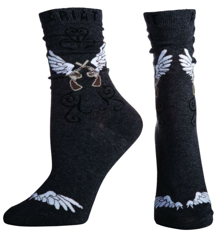 Ariat Womens Wing Crew Sock Charcoal