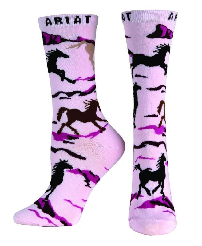 Ariat Womens Run Free Crew Sock Pink