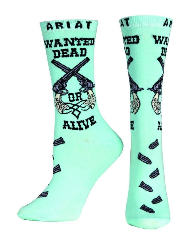 Ariat Womens Wanted Crew Sock Aqua