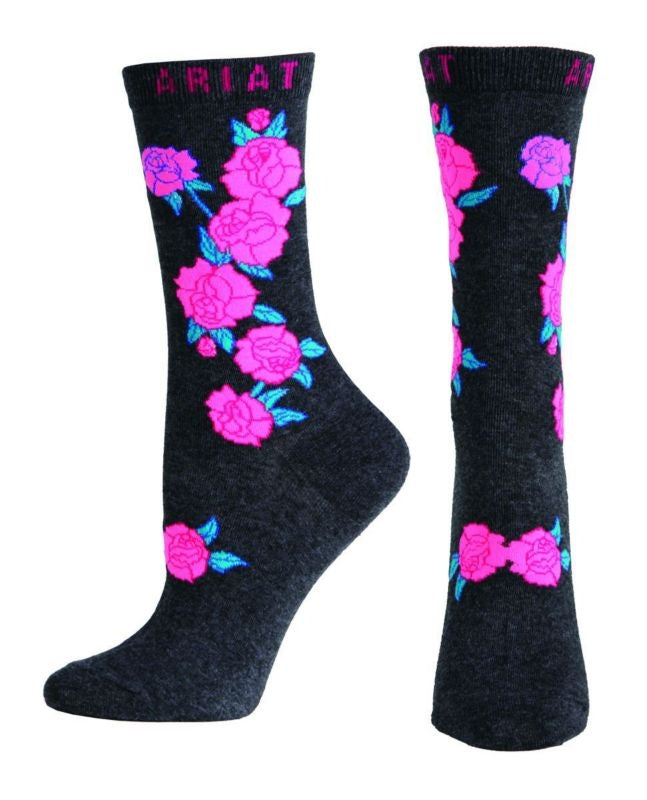 Ariat Womens Rose Crew Sock Charcoal Heather