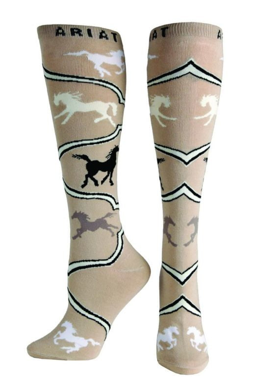 Ariat Womens Spirit Horse Knee Sock Pebble Brown