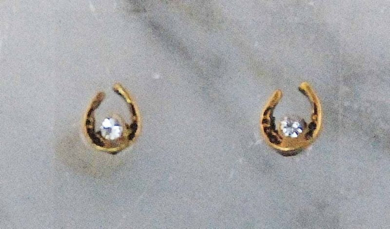 Mini Horseshoe With Crystal Stone Earrings Gold
