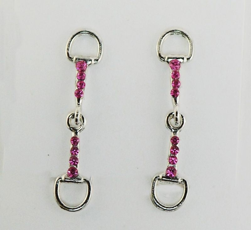 Snaffle Bit With Stone Earrings Rose/Rhodium
